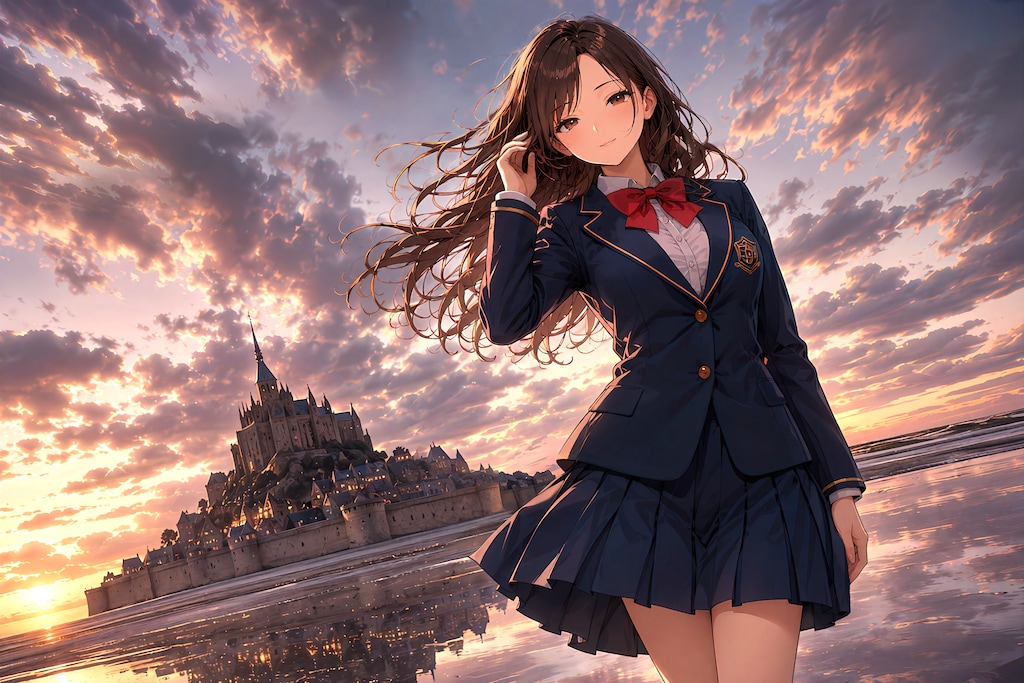 ⛪モンサンミッシェルと鏡海の少女