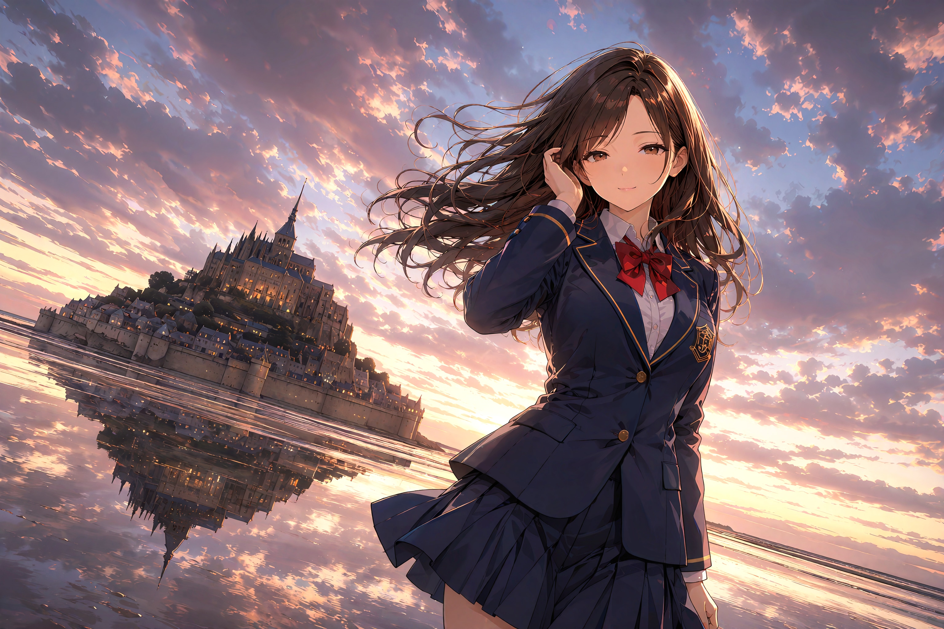 ⛪モンサンミッシェルと鏡海の少女