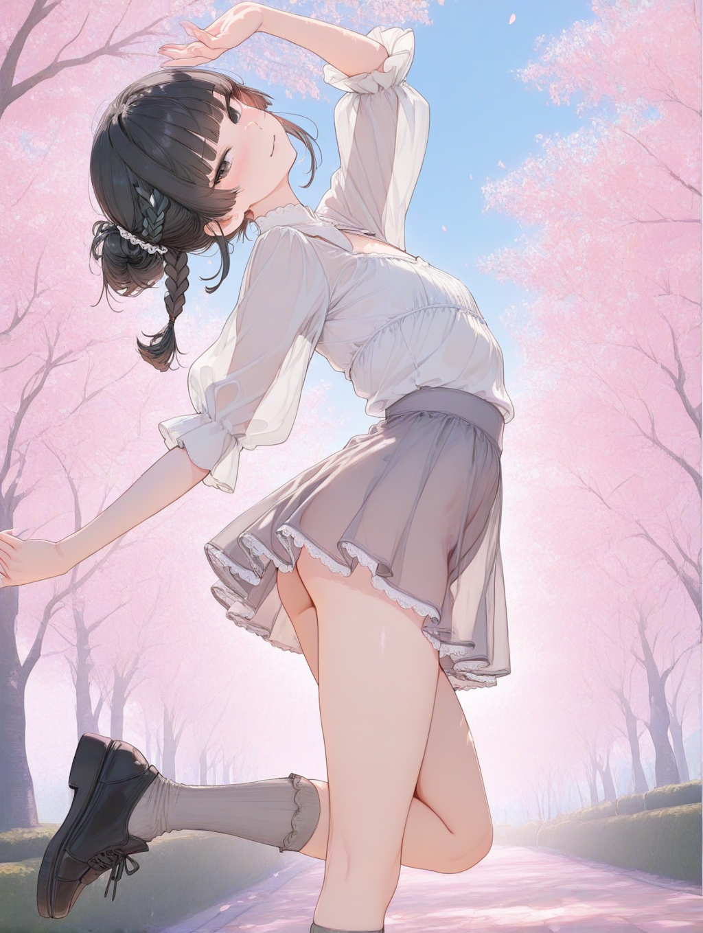 美央とサクラ_編み込みヘアー