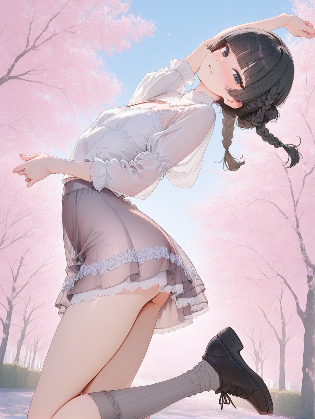 美央とサクラ_編み込みヘアー