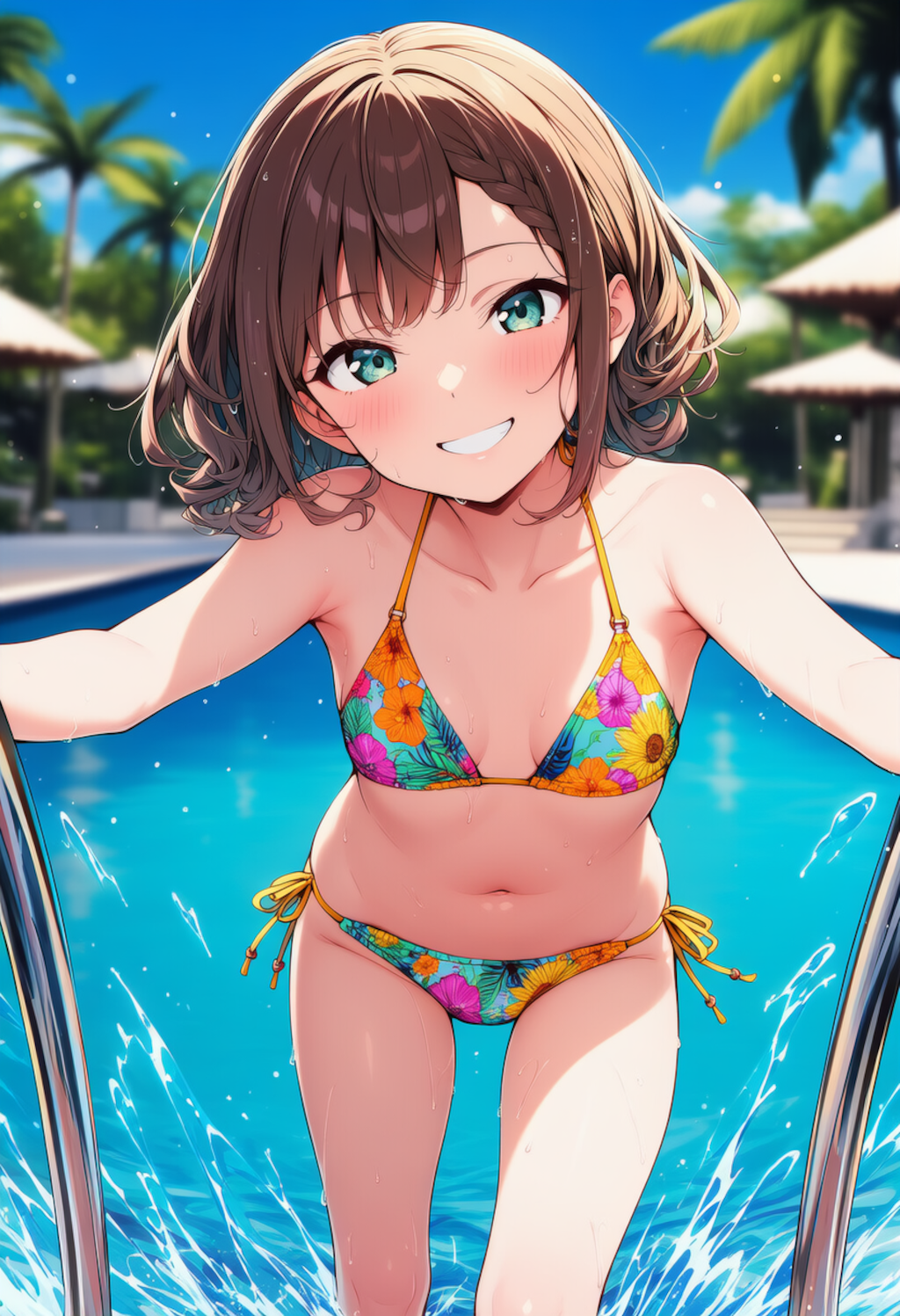 パーマちゃんと水着