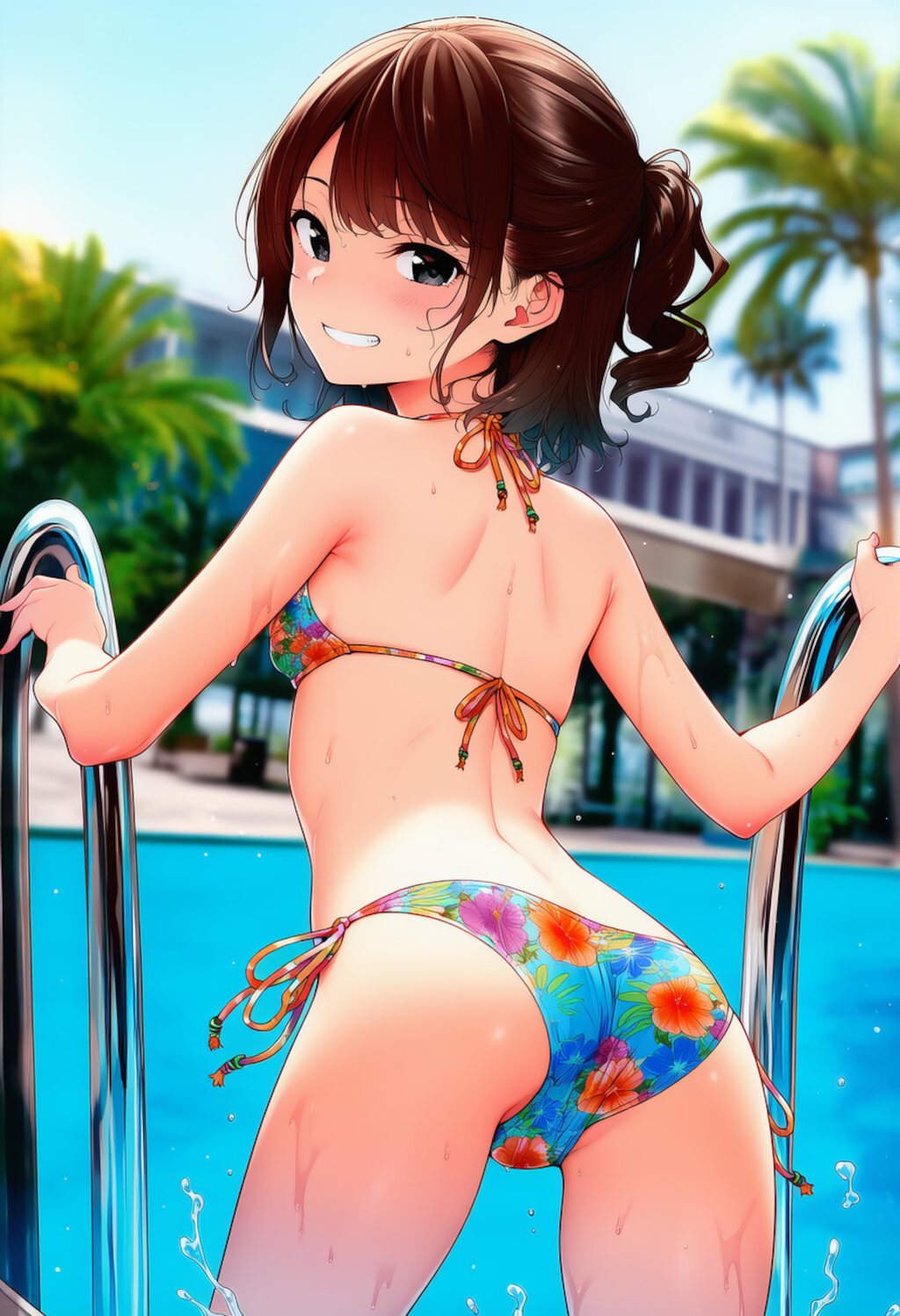 パーマちゃんと水着