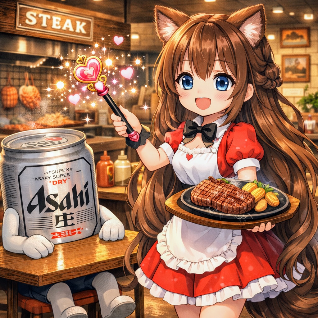 ステッキでステーキの素敵な店員さんな小さな女の子