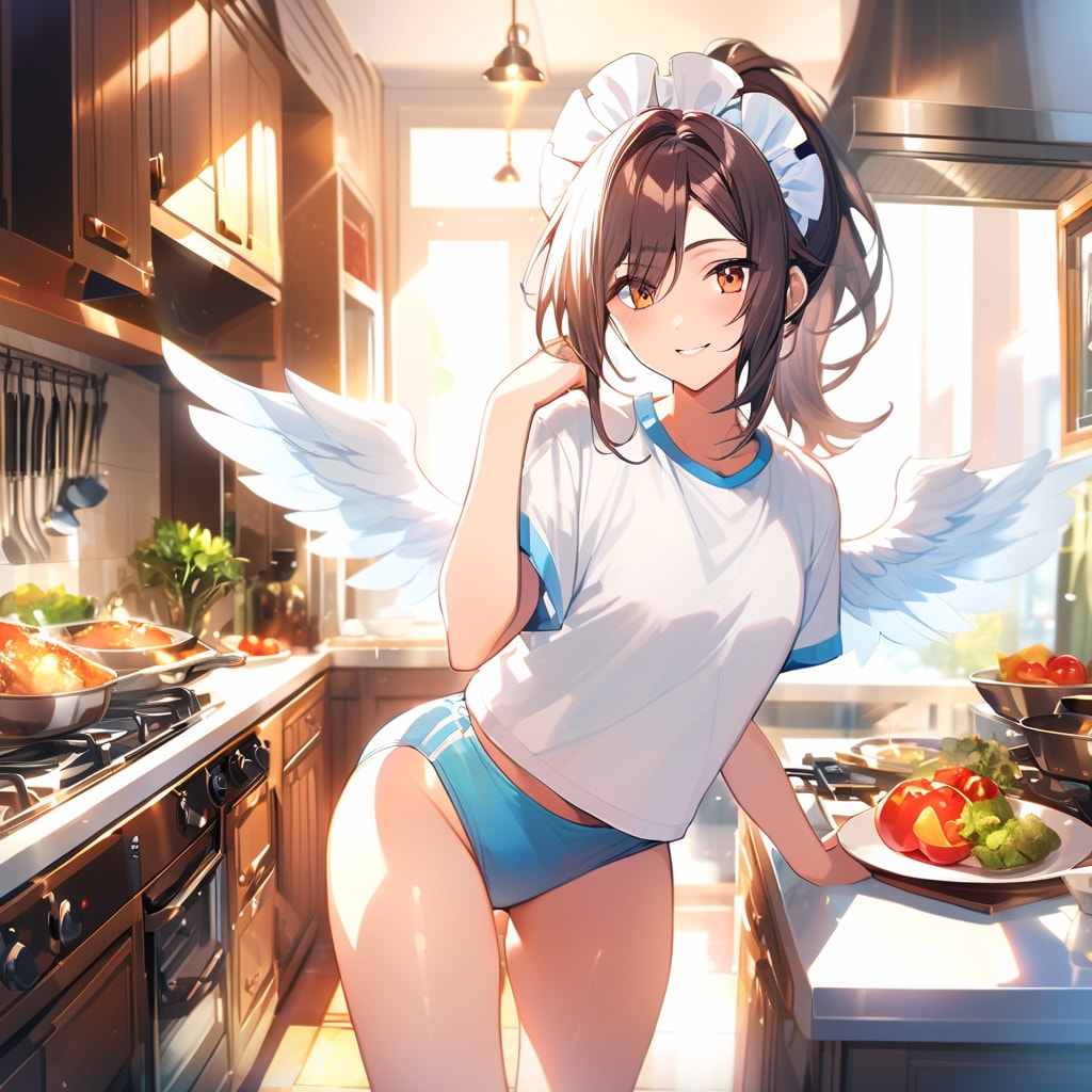 ブルマで料理するボーイッシュメイド天使さん2