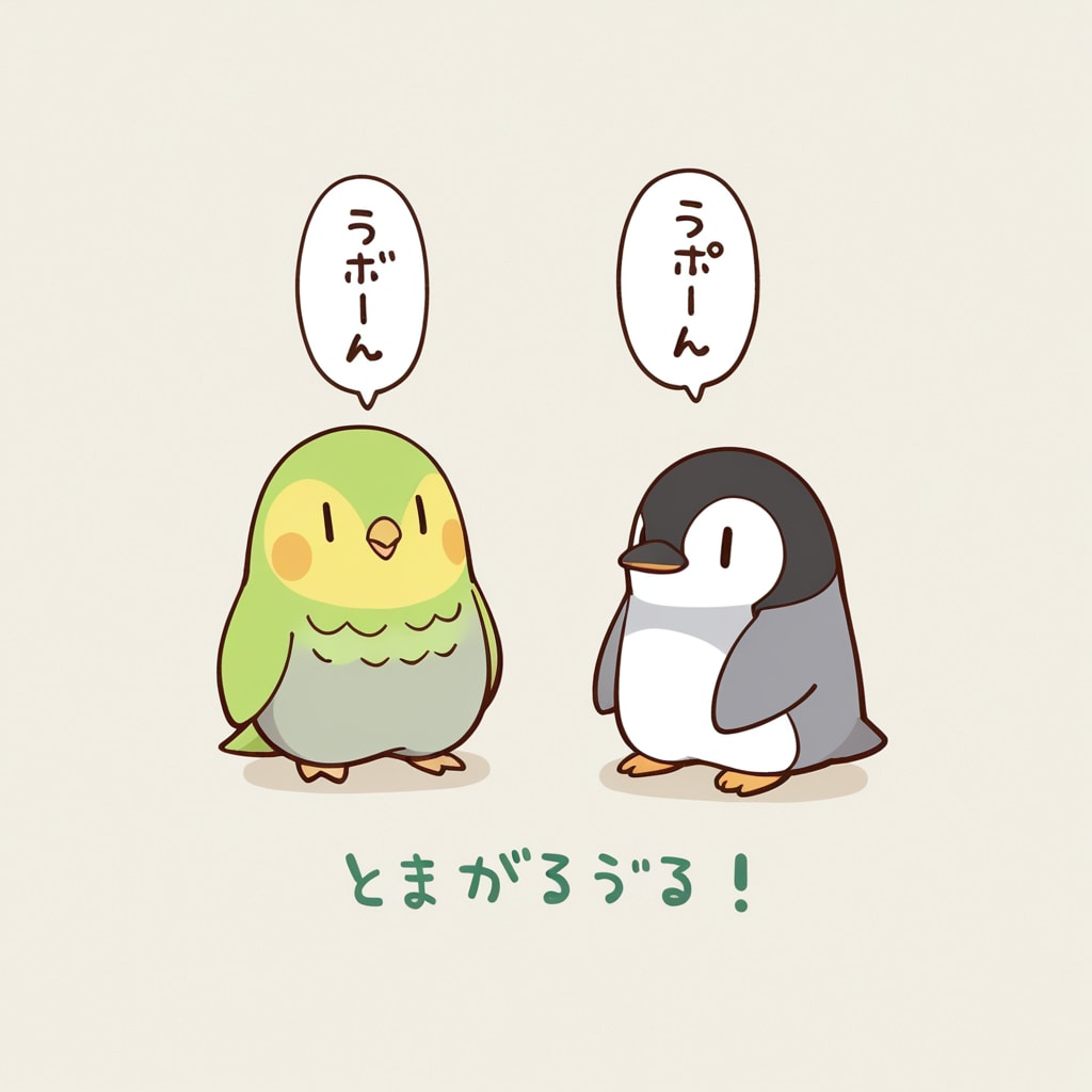 喋るインコとペンギン