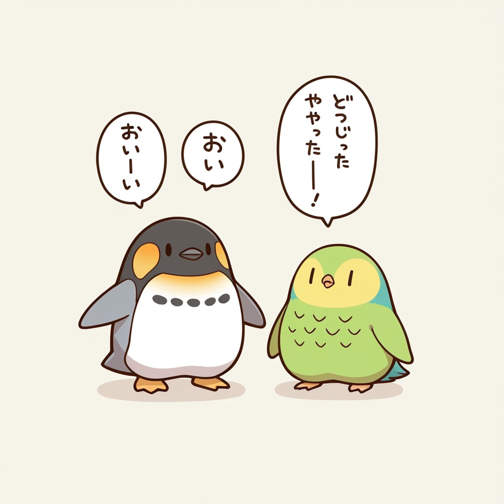 喋るインコとペンギン