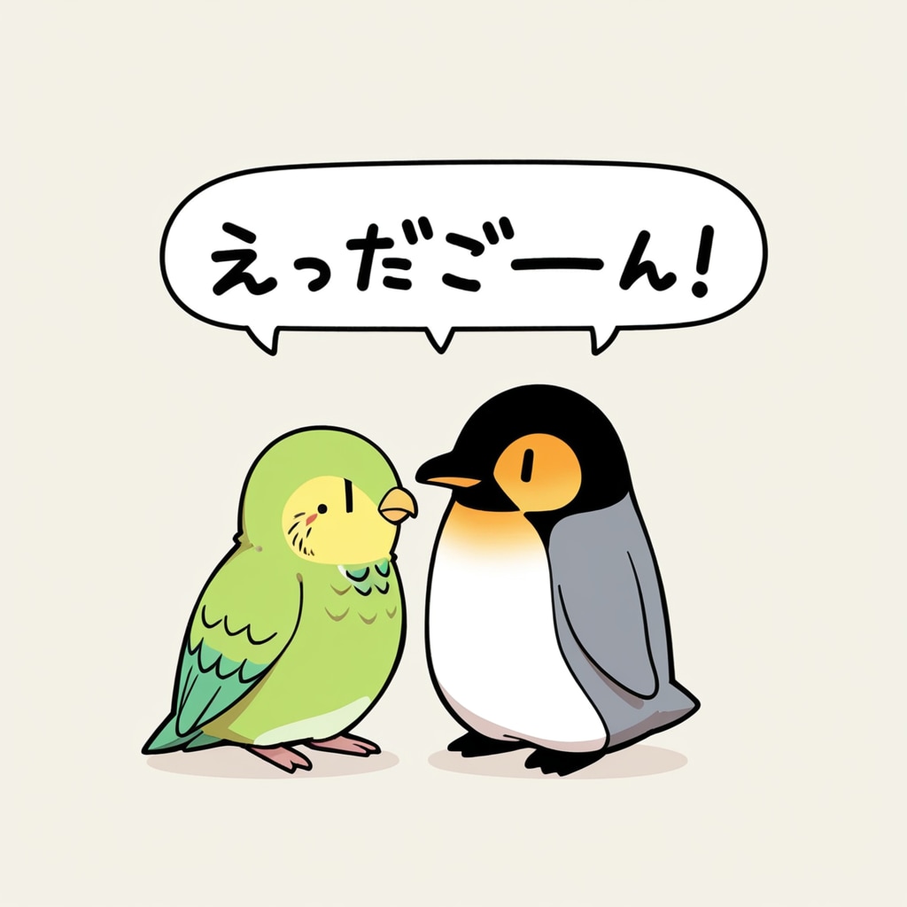 喋るインコとペンギン