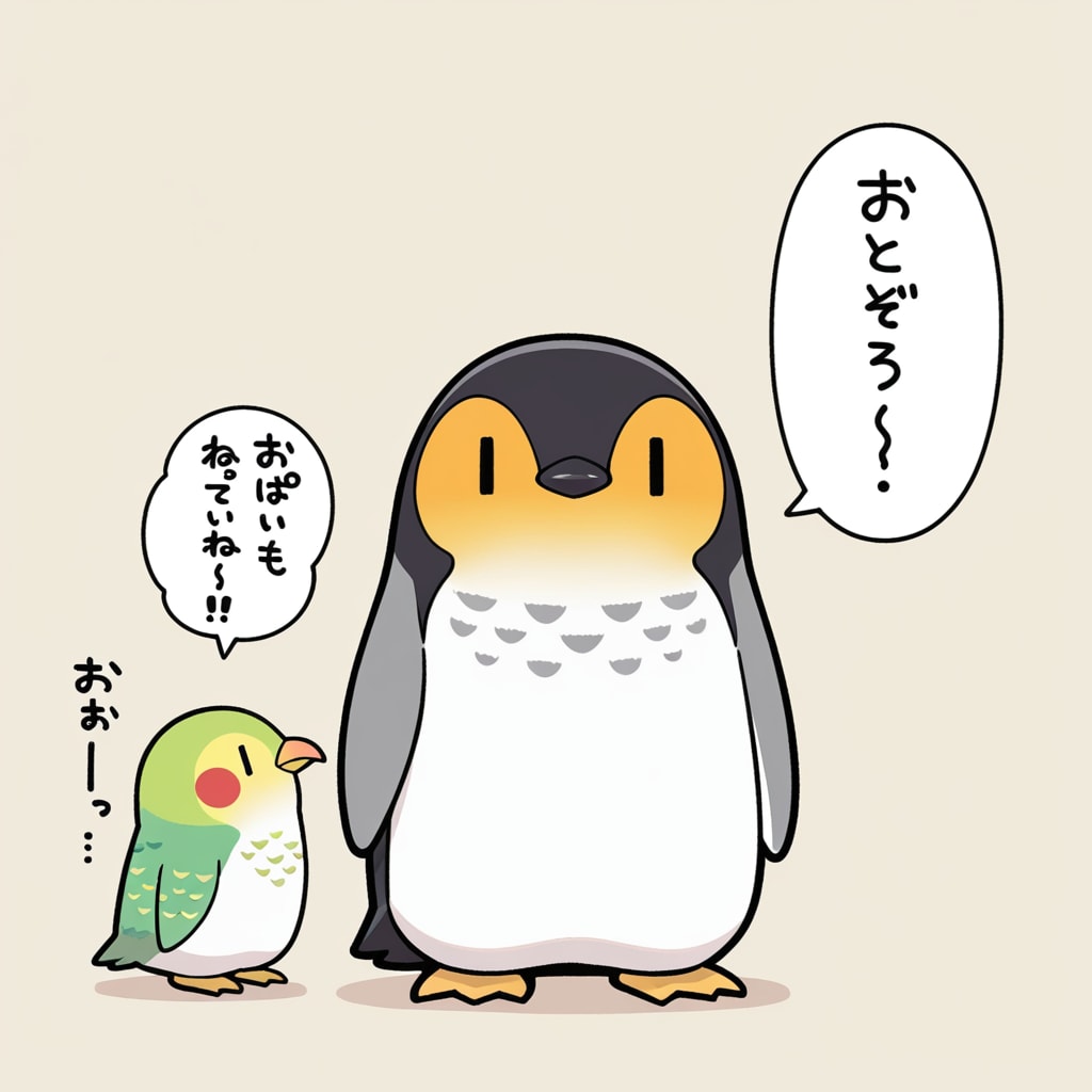 喋るインコとペンギン