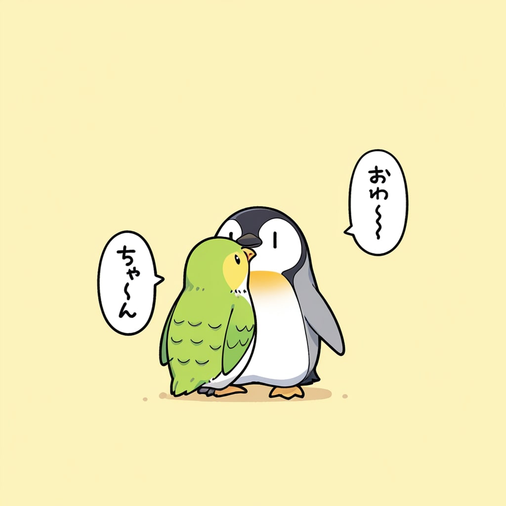 喋るインコとペンギン