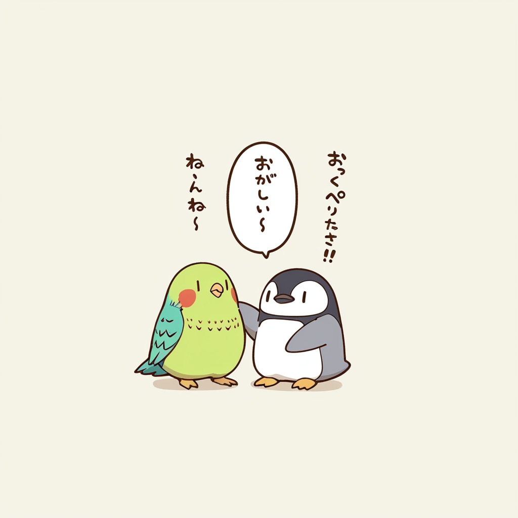 喋るインコとペンギン