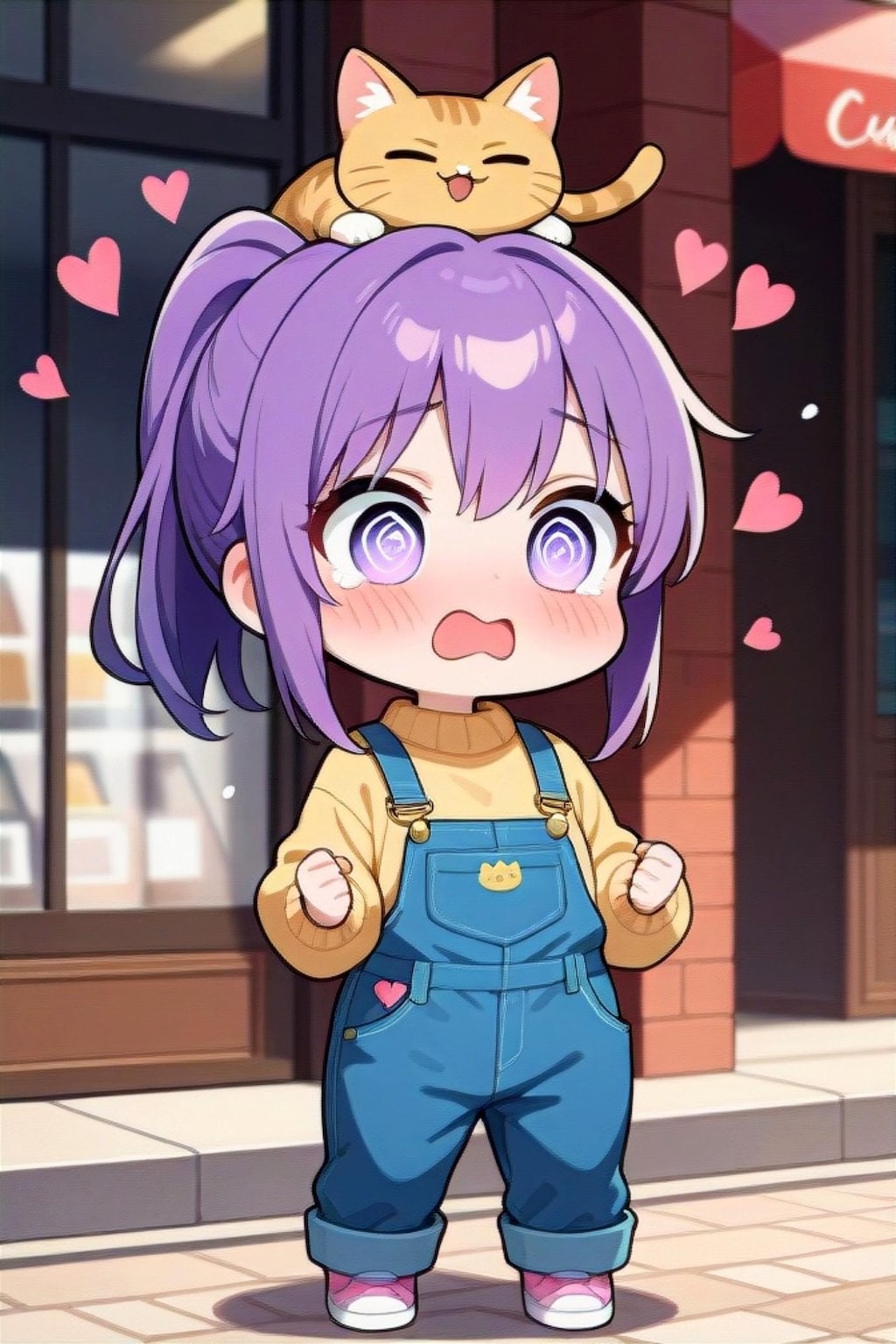 猫と紫髪ちゃん