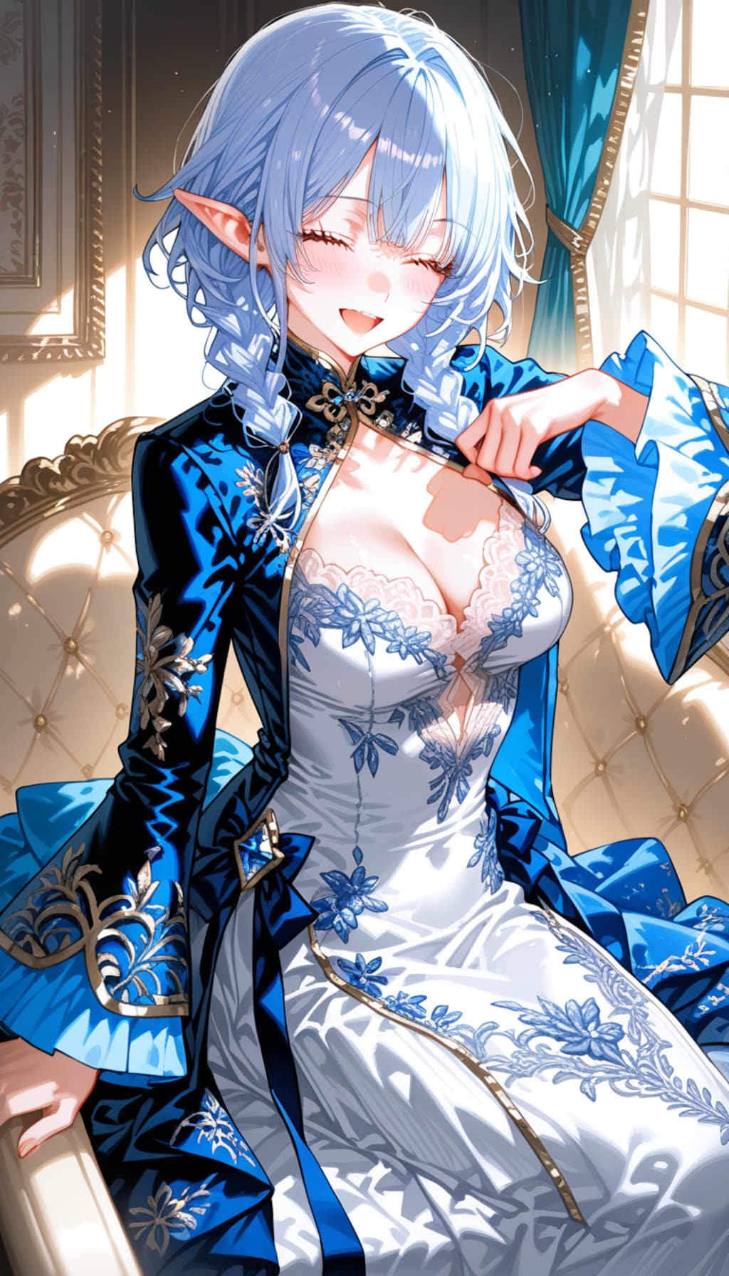 Days AI「青いドレス姿のエルフ美少女」