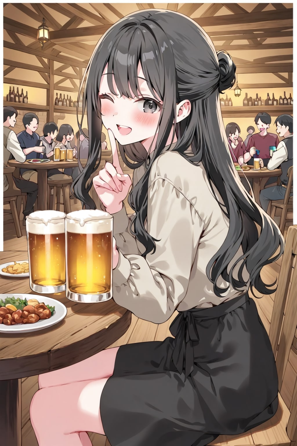 ビールを飲む女１０
