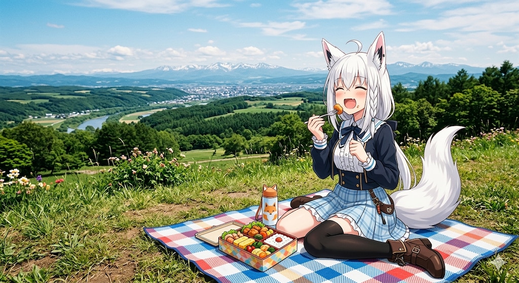 景色の良いところで食べるお弁当は最高だなぁ〜