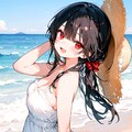 浜辺の黒髪少女 2枚目