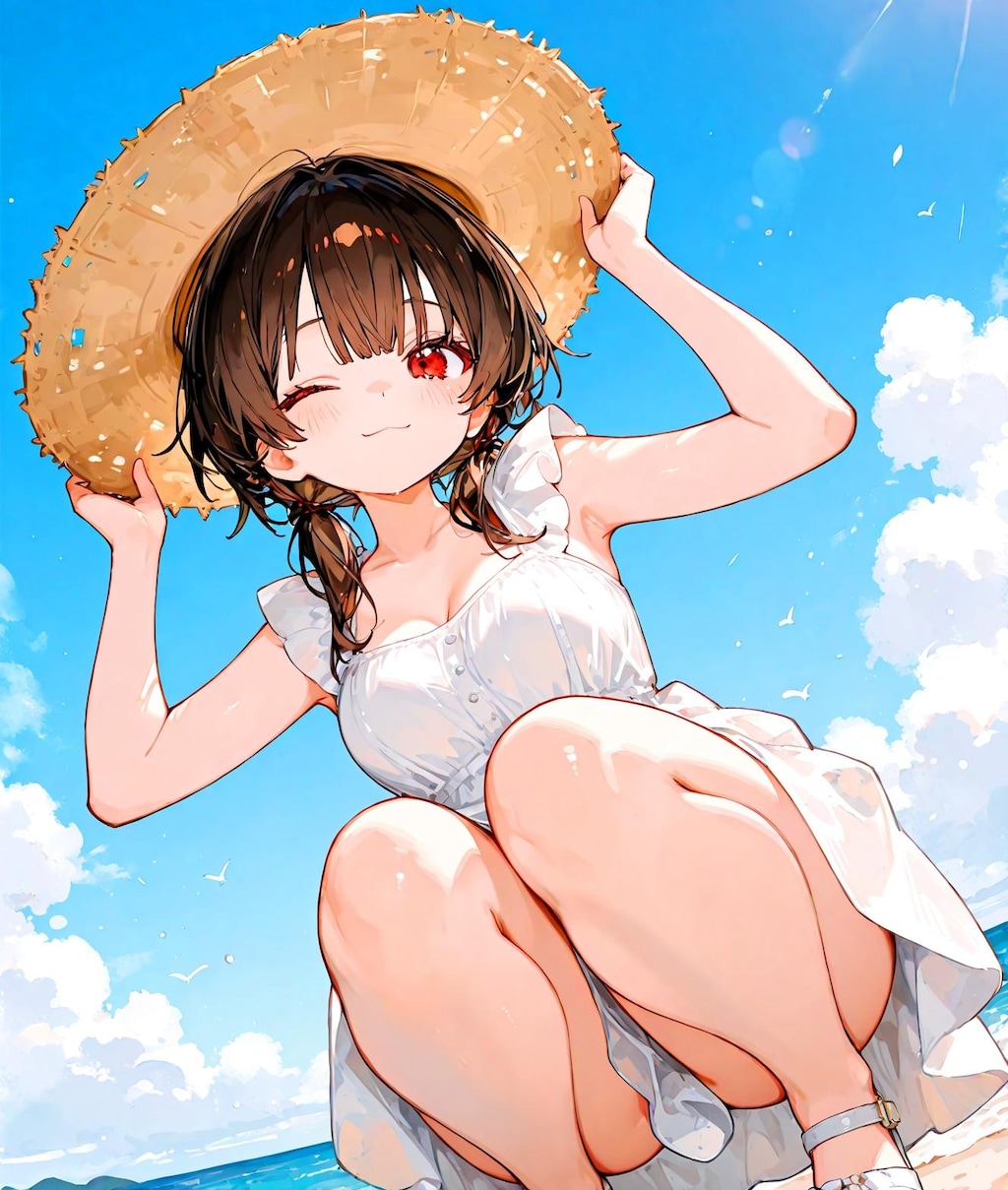 浜辺の黒髪少女