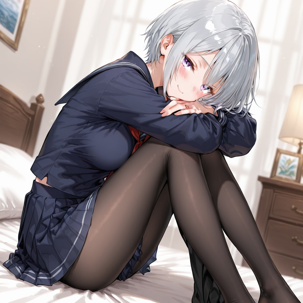 (1163)銀髪ちゃんセーラー服（ゴシック風あり） | の人気AIイラスト・グラビア