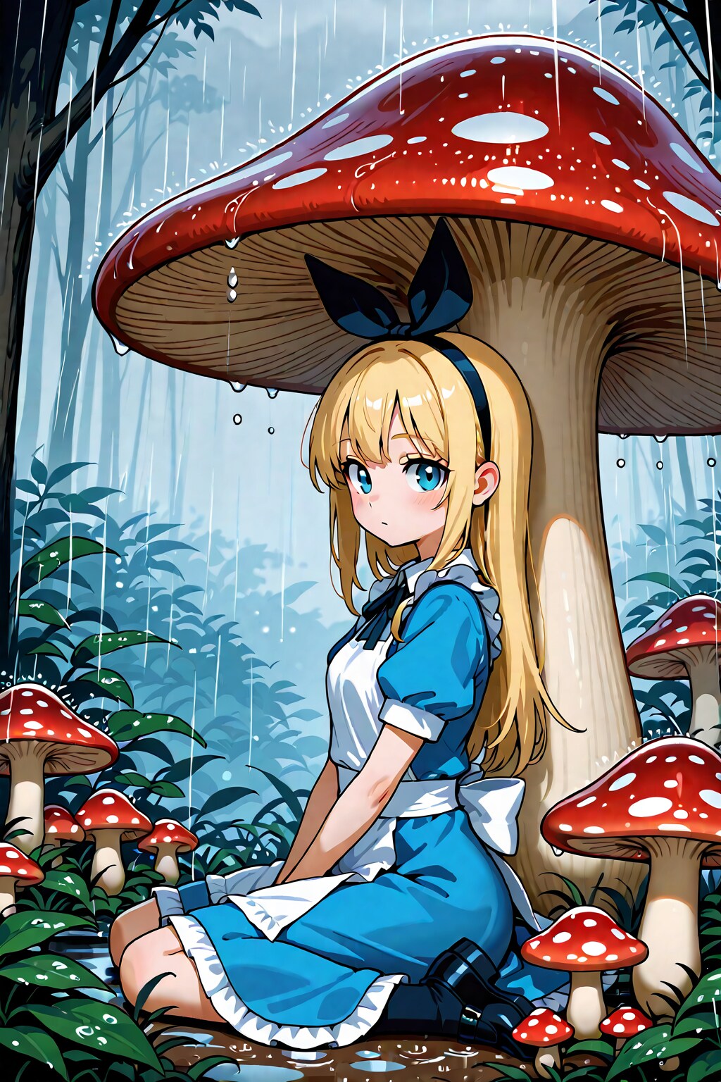 雨宿りの少女
