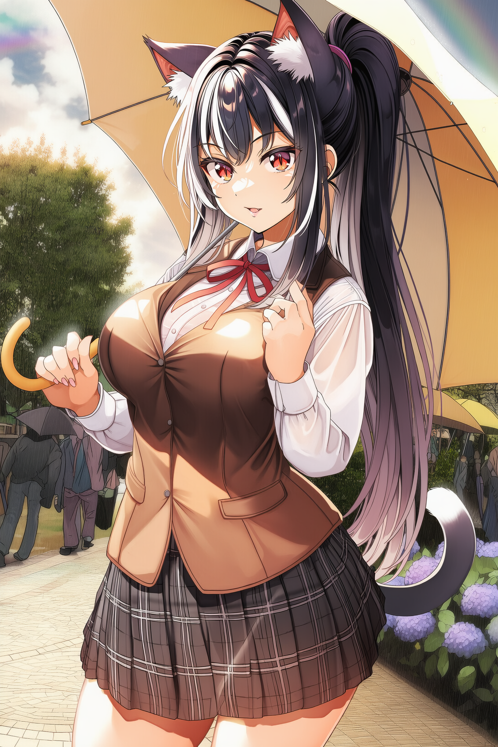 紫陽花と虹