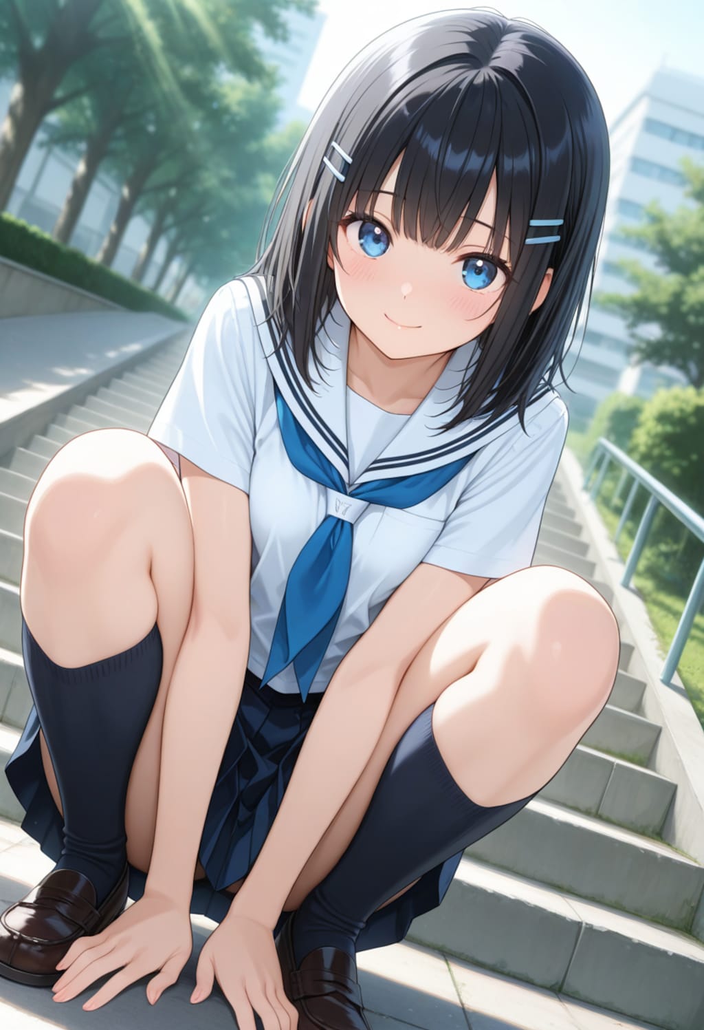 セーラー服の少女(階段)(6)