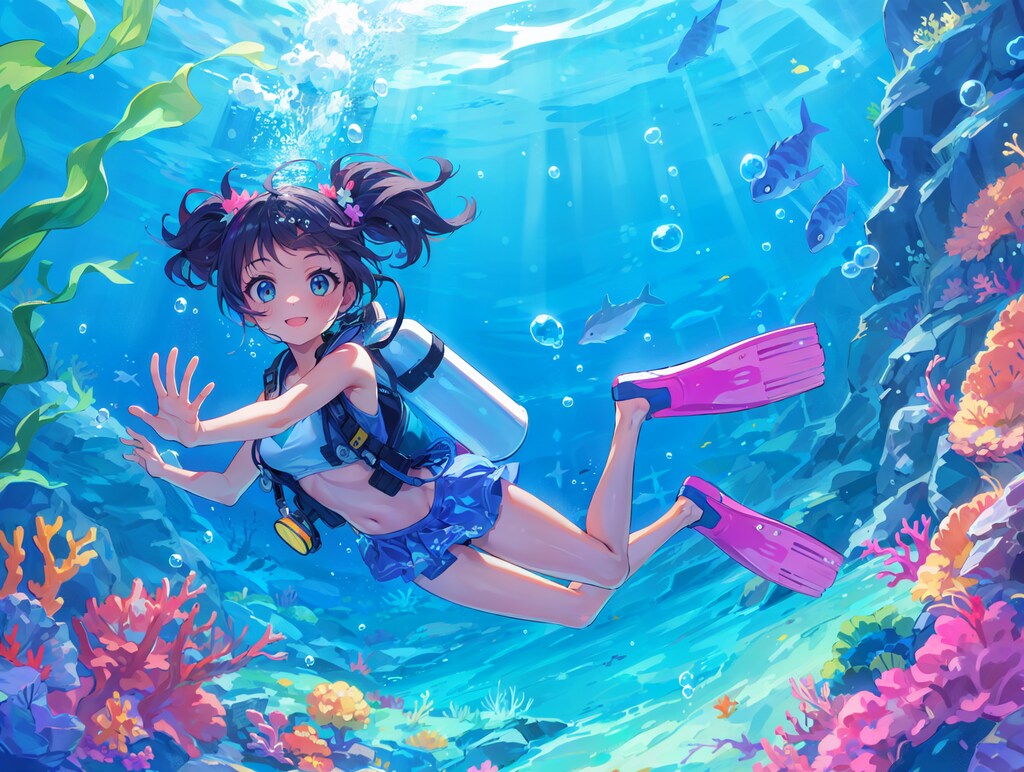 珊瑚の海でダイビング