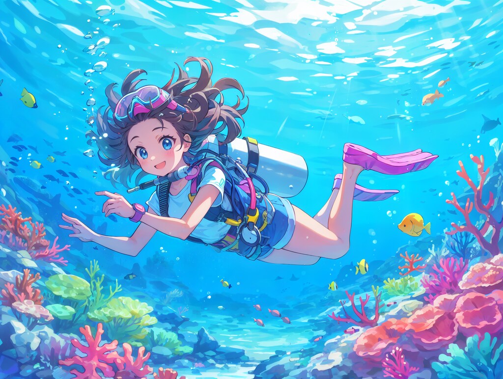 珊瑚の海でダイビング