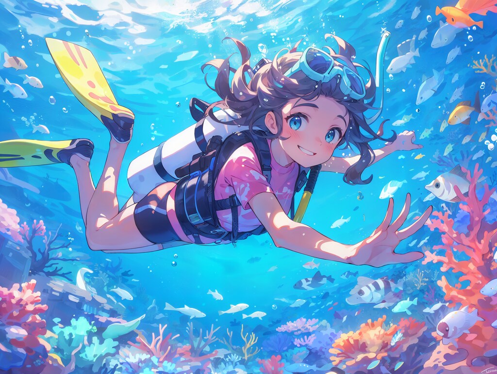 珊瑚の海でダイビング