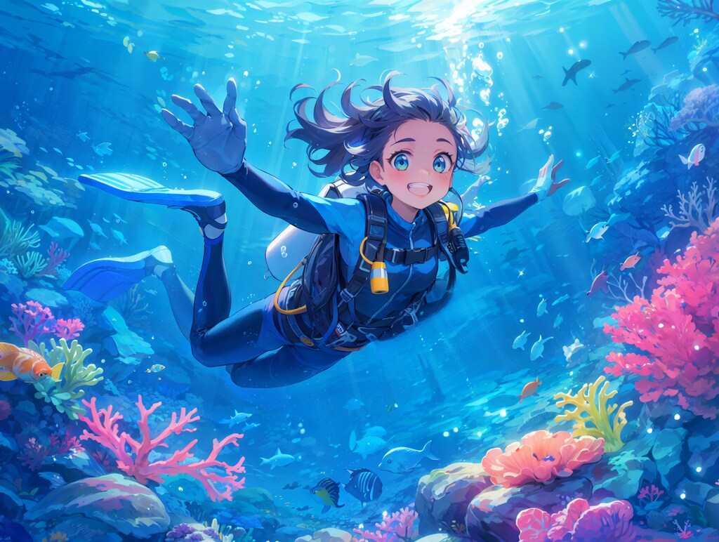 珊瑚の海でダイビング