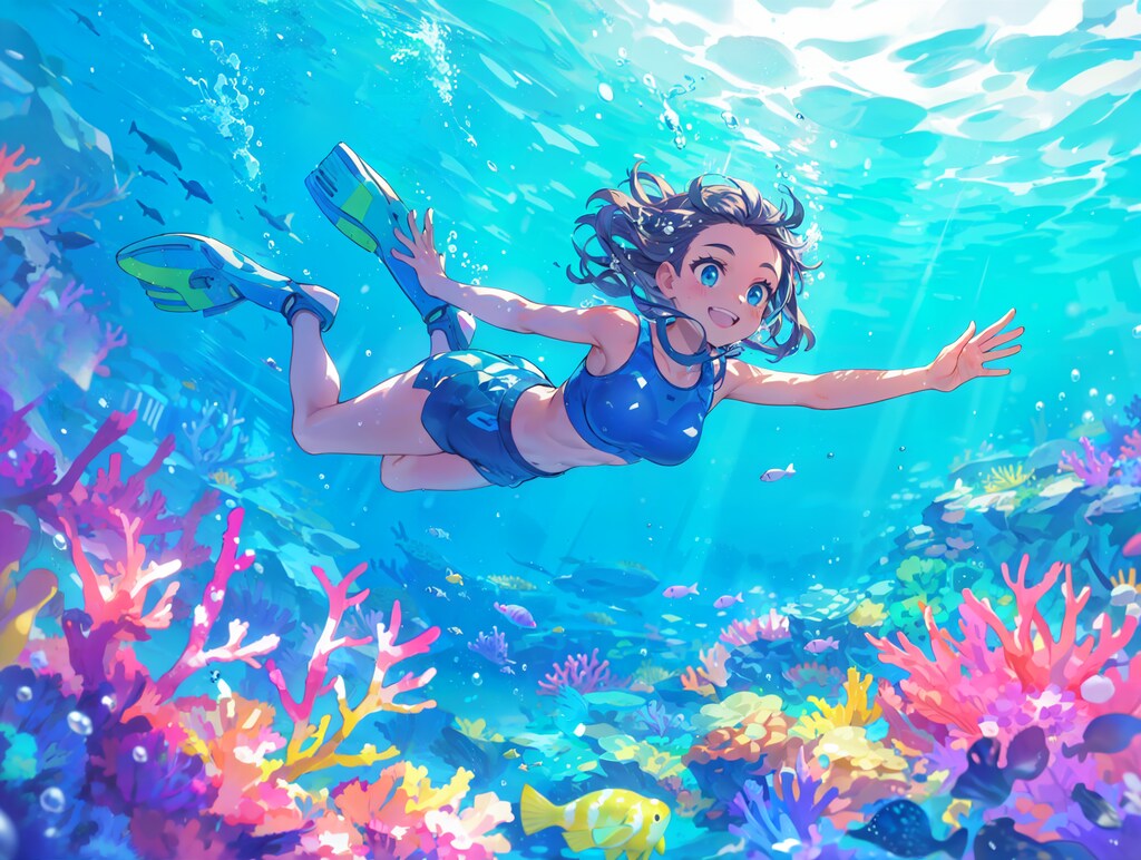 珊瑚の海でダイビング