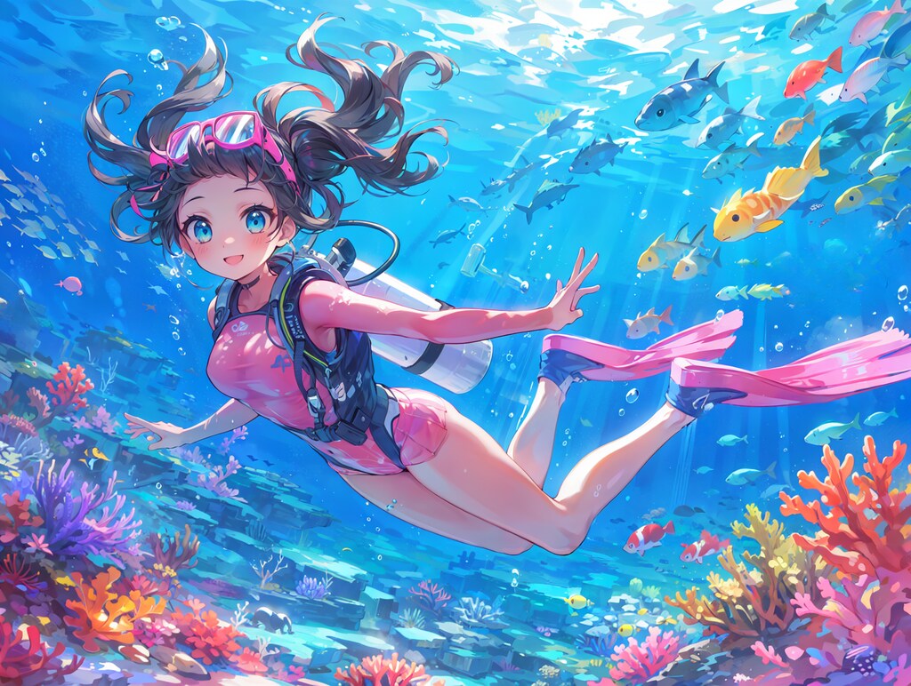 珊瑚の海でダイビング