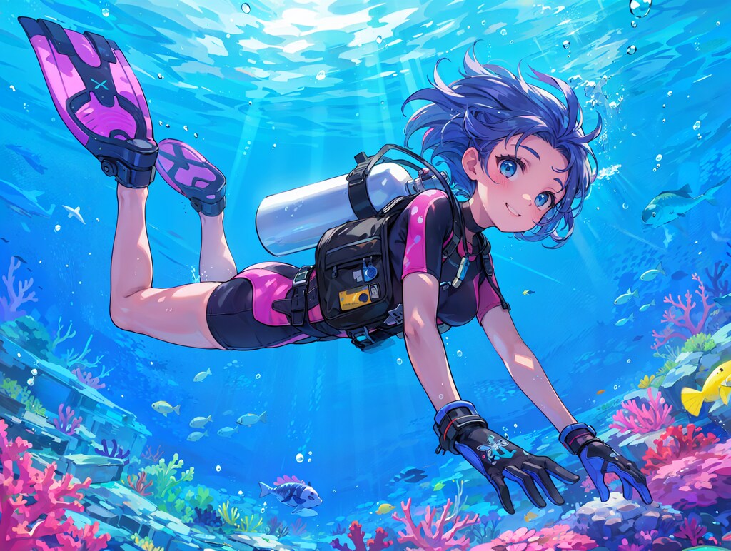 珊瑚の海でダイビング
