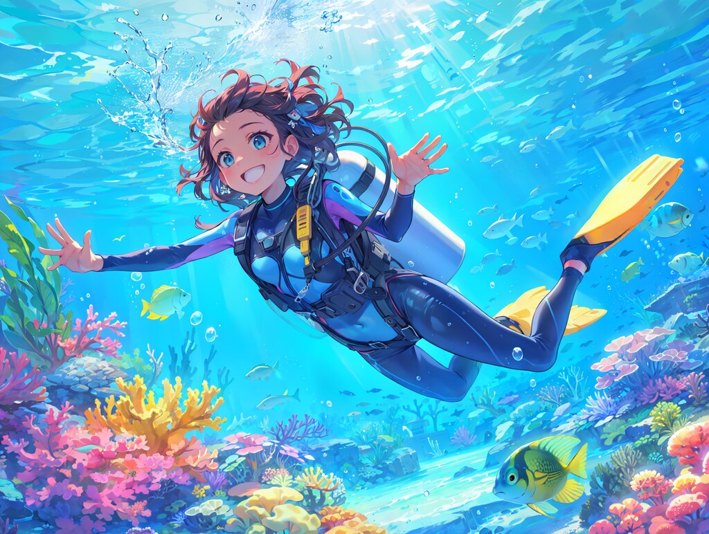 珊瑚の海でダイビング