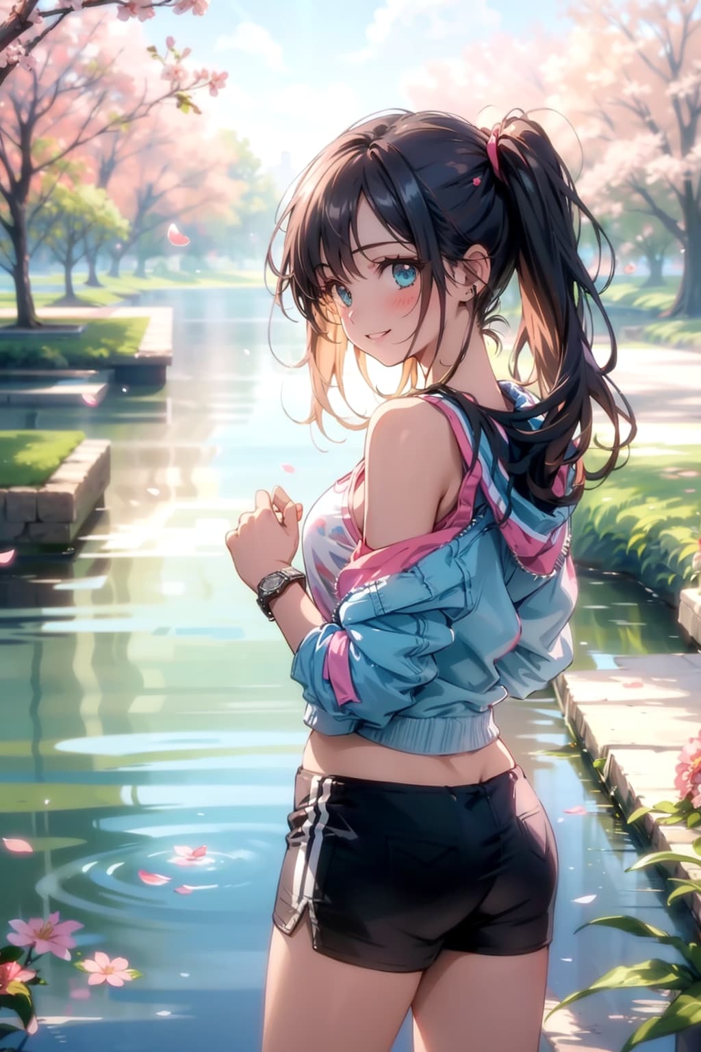 桜並木でランニング | の人気AIイラスト・グラビア