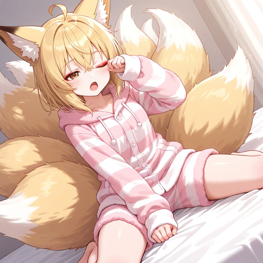 寝起き狐っ娘