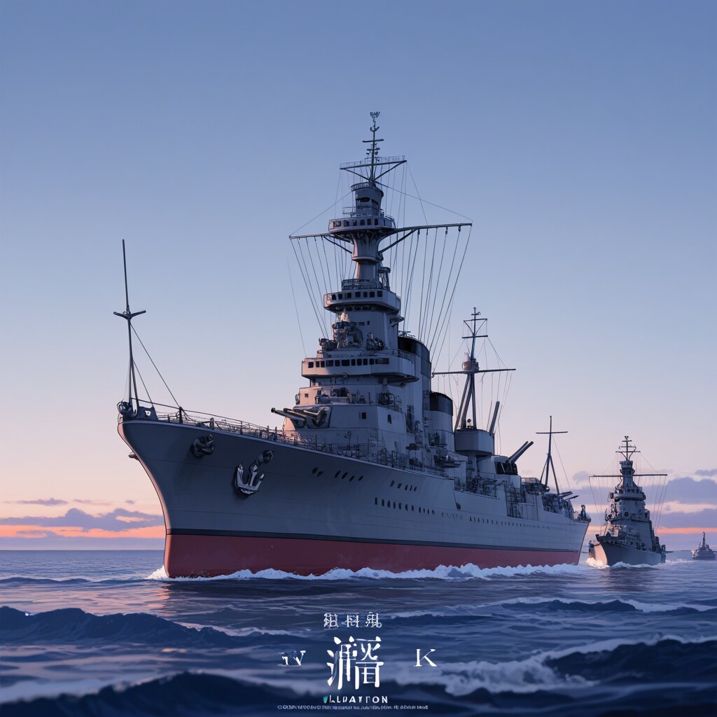 軍艦と夕暮れ | の人気AIイラスト・グラビア