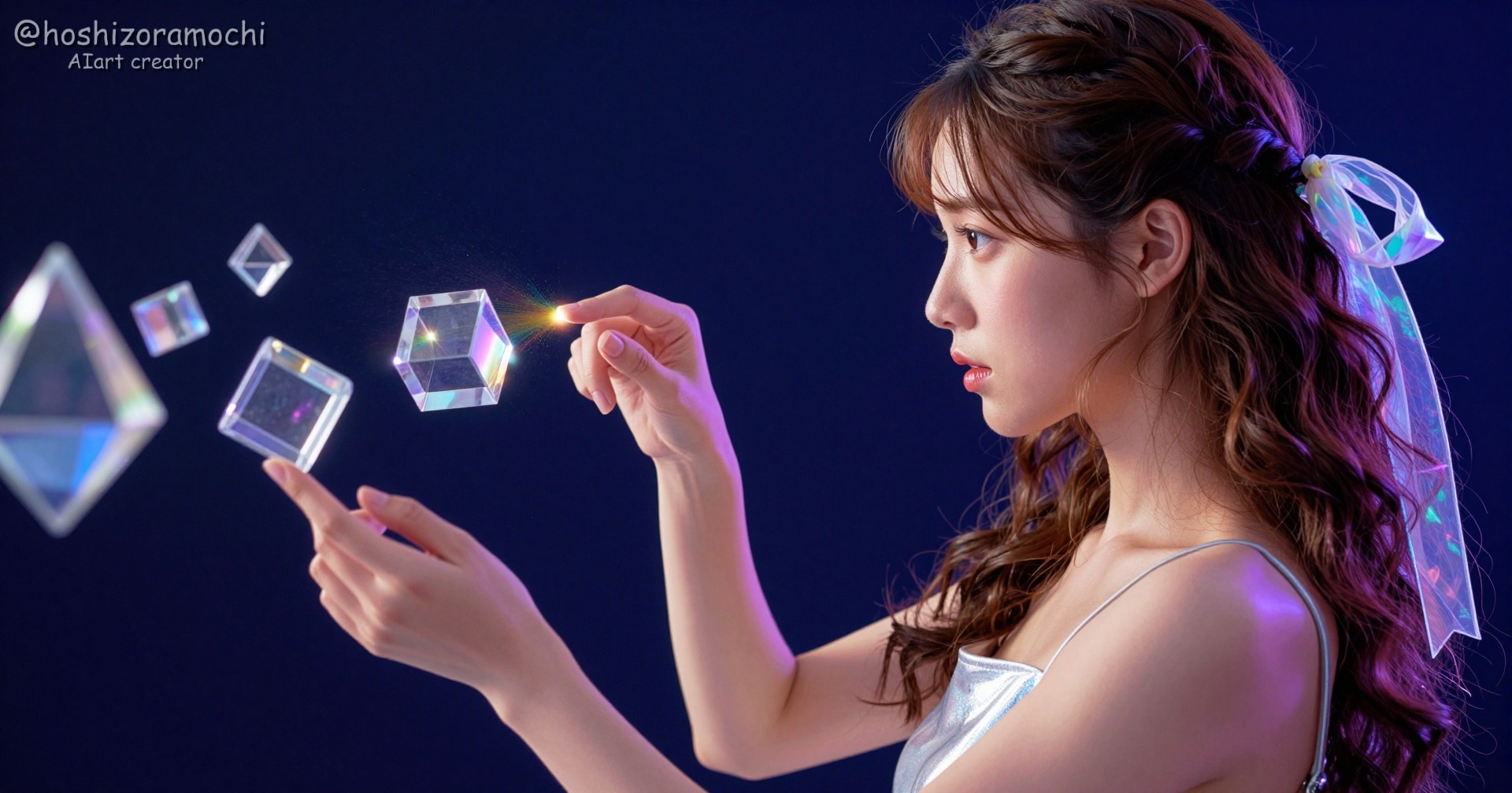 星屑のプリズム｜空中を浮遊するクリスタルを操る、神秘的なファンタジーミューズ💎✨🔮