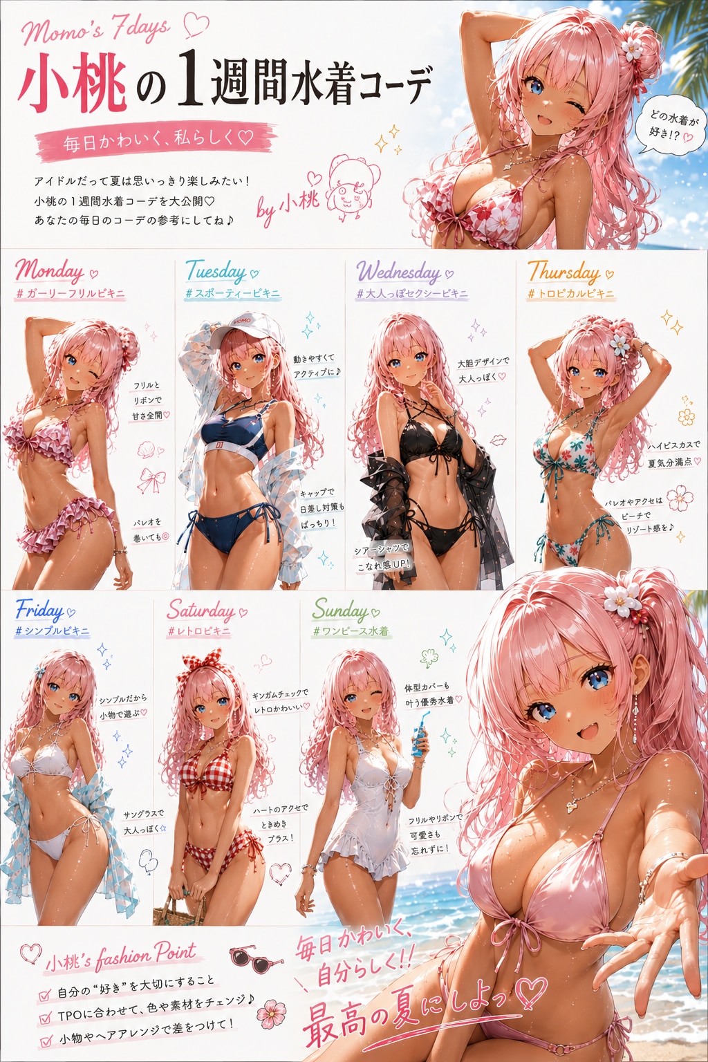 小桃ちゃん1週間水着コーデ