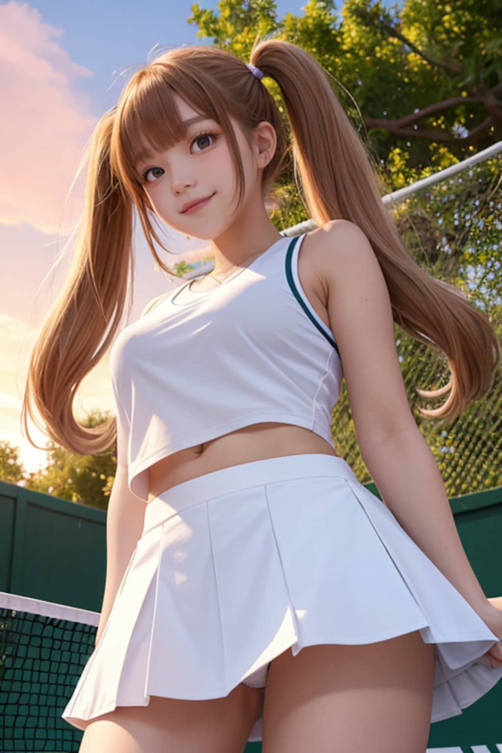 夕暮れのテニスガール