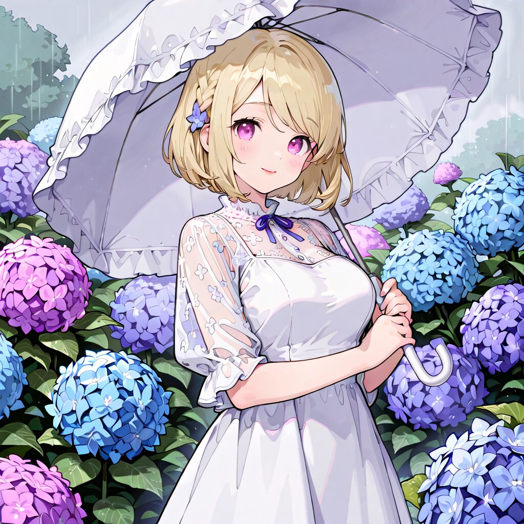 紫陽花と美少女 | の人気AIイラスト・グラビア