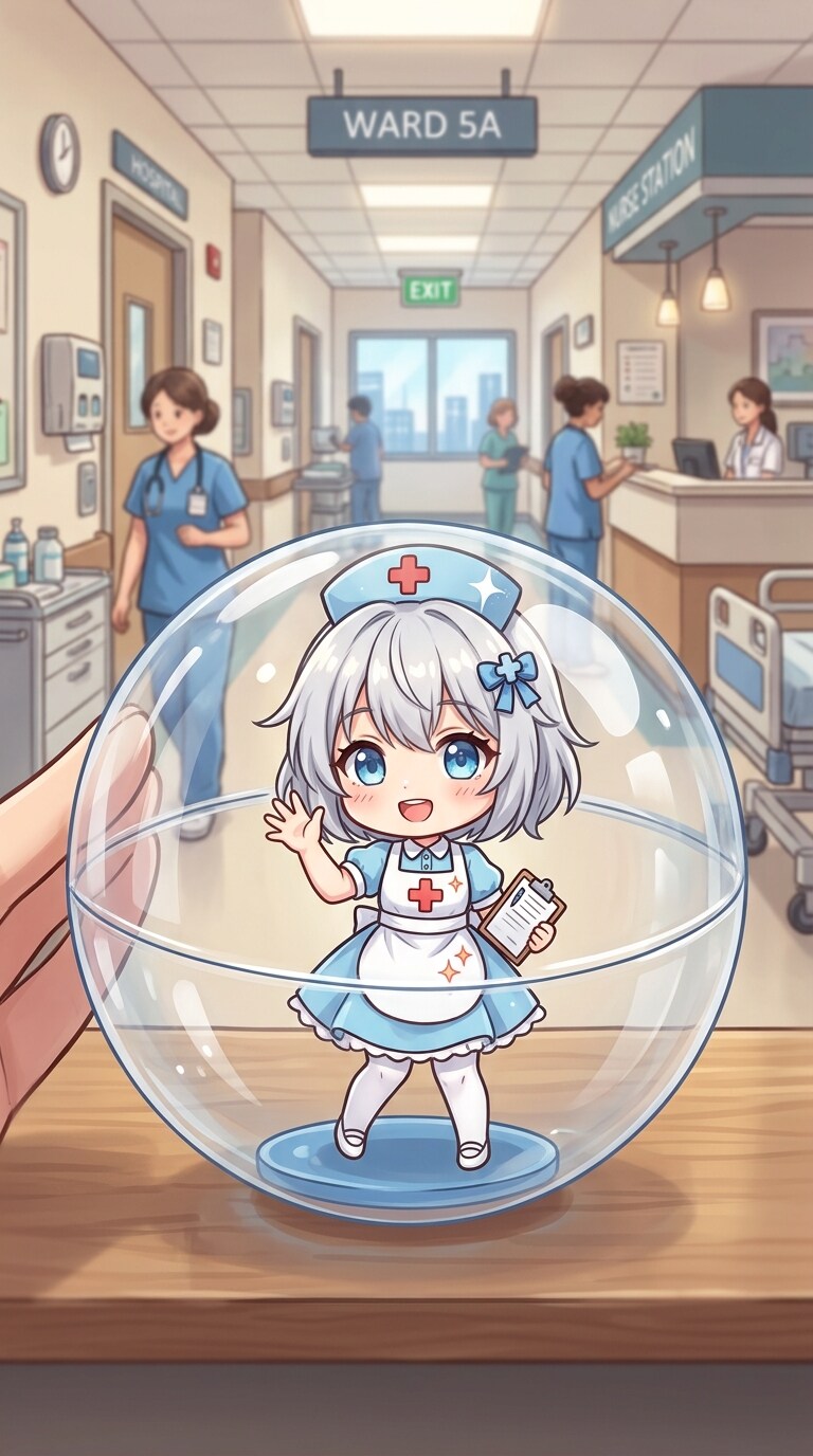 ナース服姿のILLUSIONちゃんをカプセルに入れたよ | の人気AIイラスト・グラビア