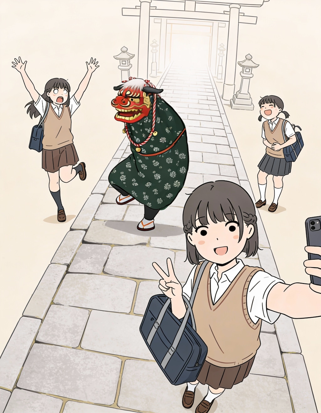 なかよし３人組獅子舞と記念撮影