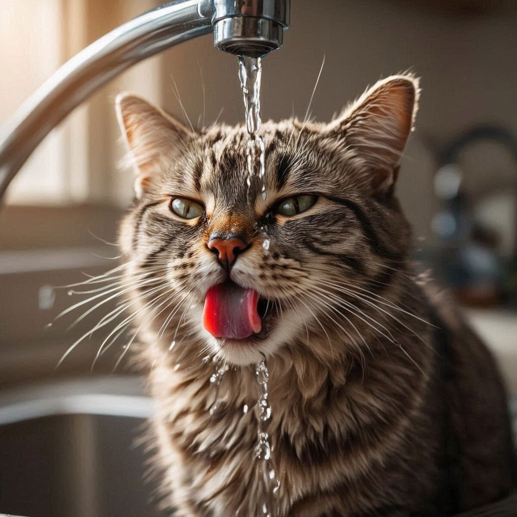 水を飲むのがドヘタクソな猫