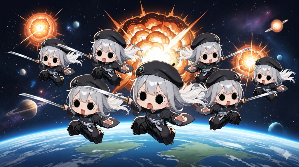 七人宇宙斬を決めてしまいよったえらいこっちゃ嬢