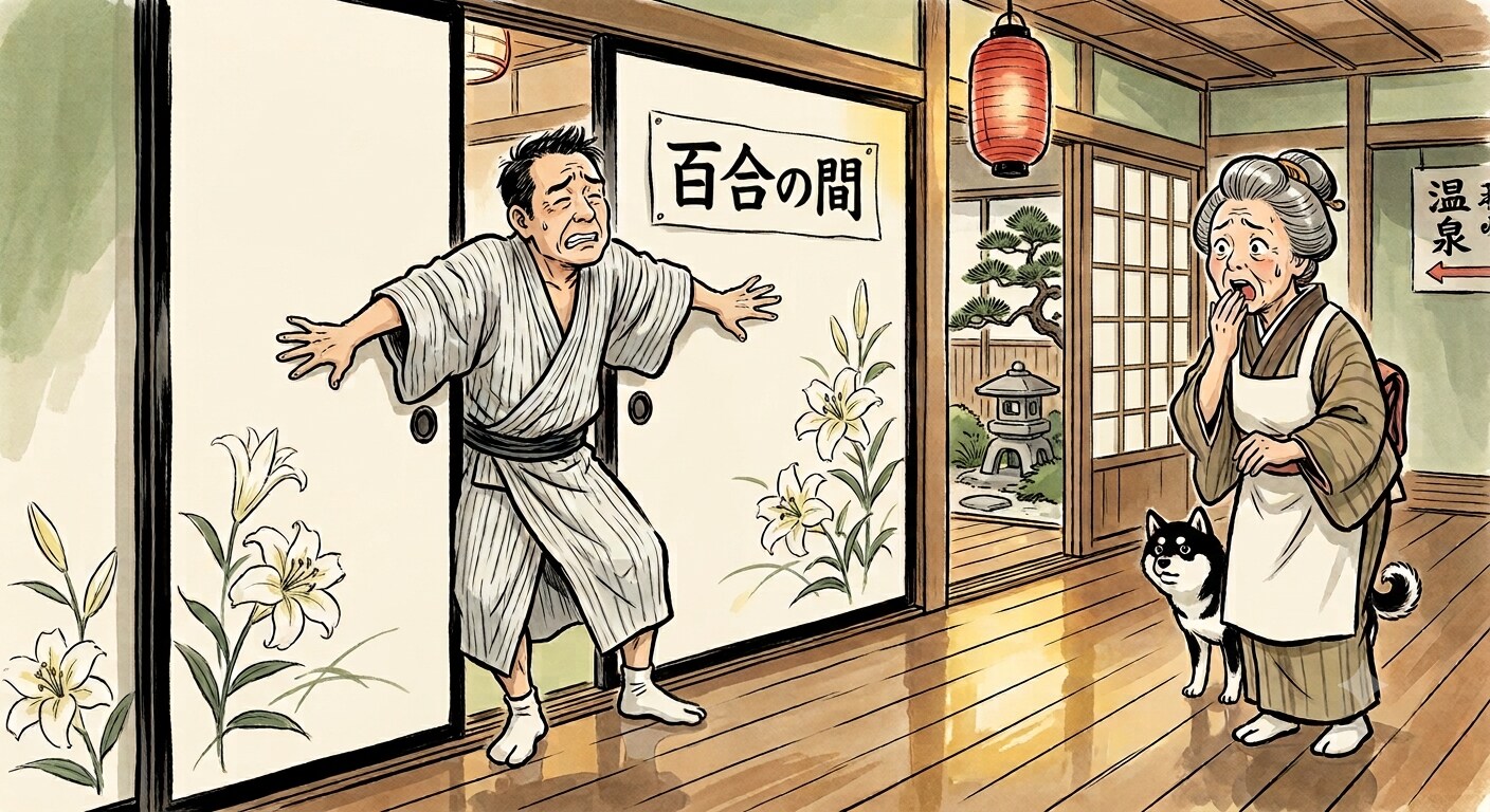 百合の間に挟まる男