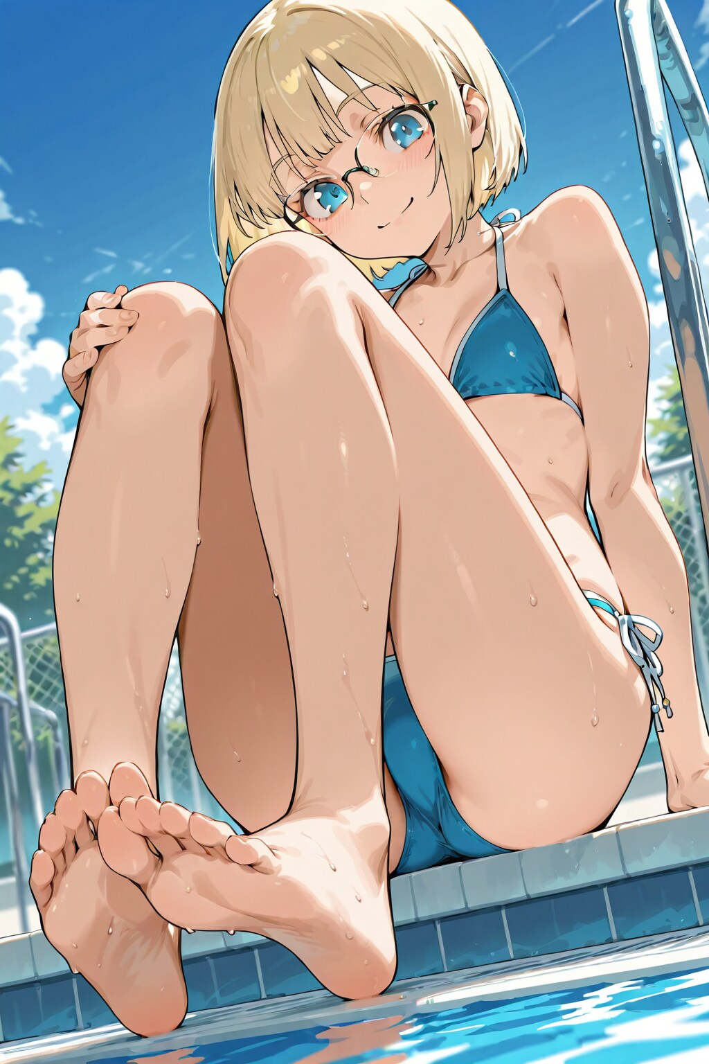 青いビキニの女の子
