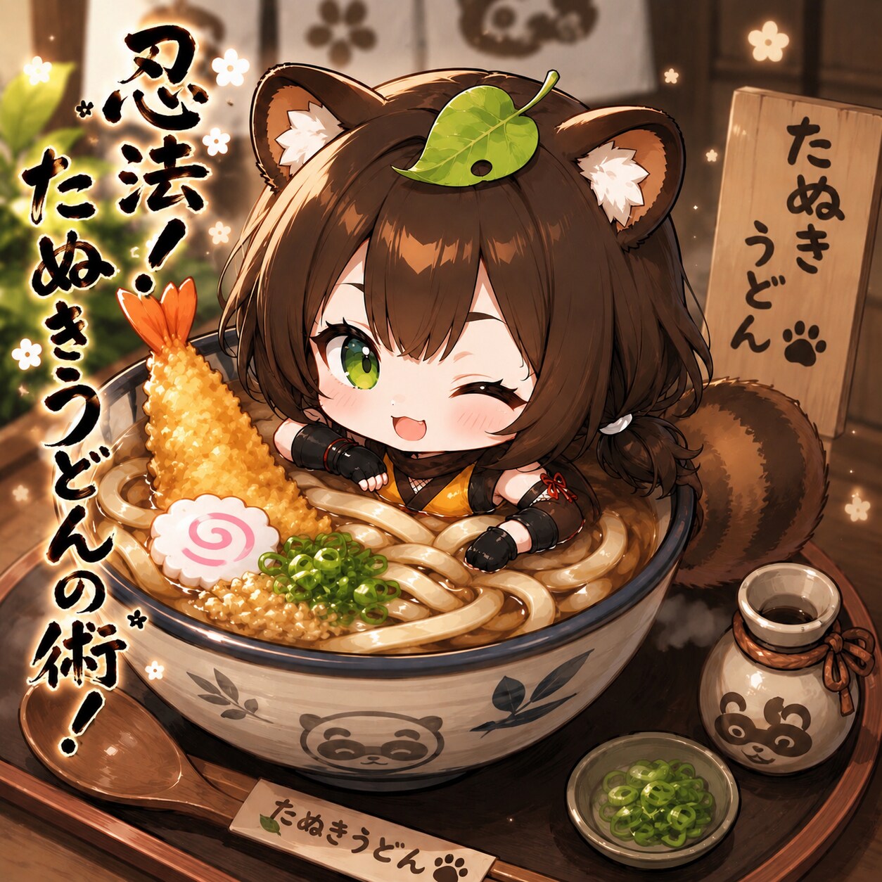 忍法❗️たぬきうどんの術❗️✨️