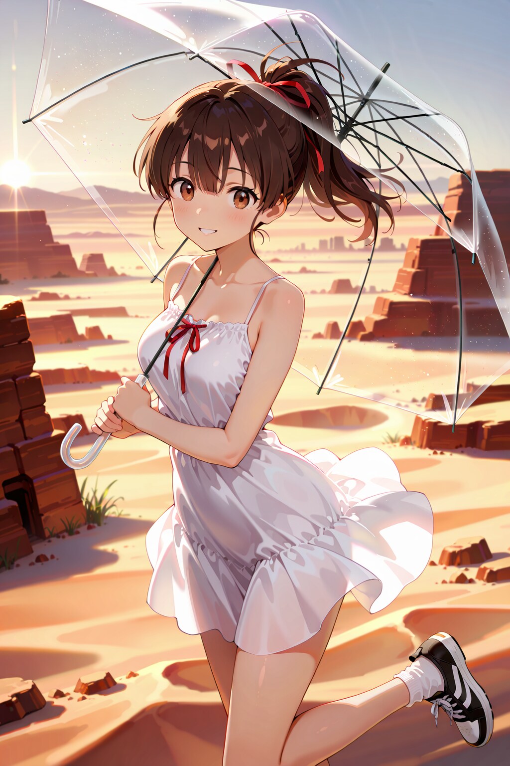 砂漠でビニール傘