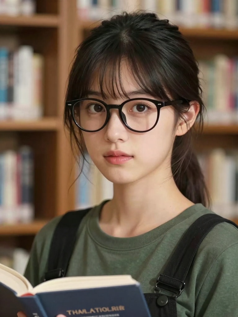 文学的なメガネ女子