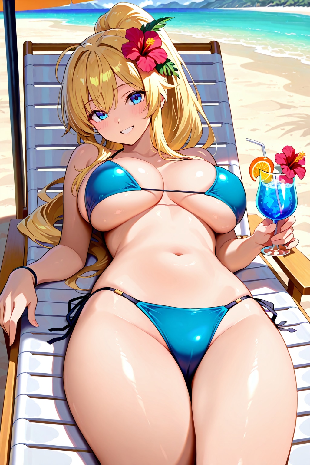 金髪ポニテ（リゾートビーチ）