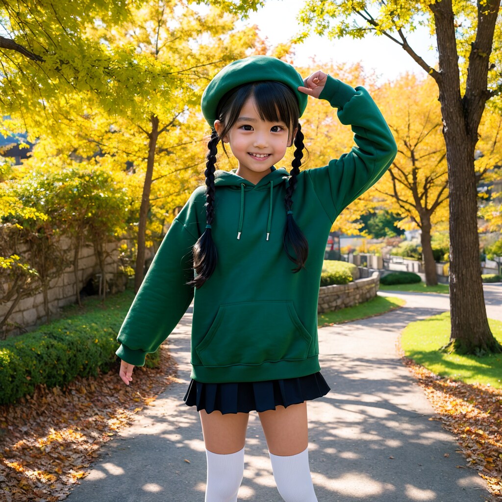 グリーンを基調にした秋コーデ